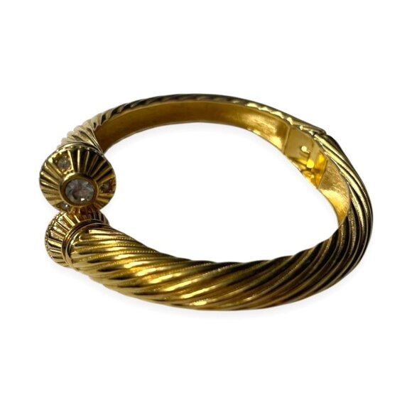 Vintage Joan Rivers gold-tone hinged bangle bracelet with crystal rhinestones 19 - Picture 9 of 10